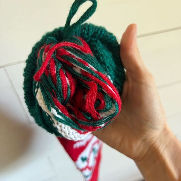 Vintage hand knit rocking horse Christmas stocking - Picture 5 of 5